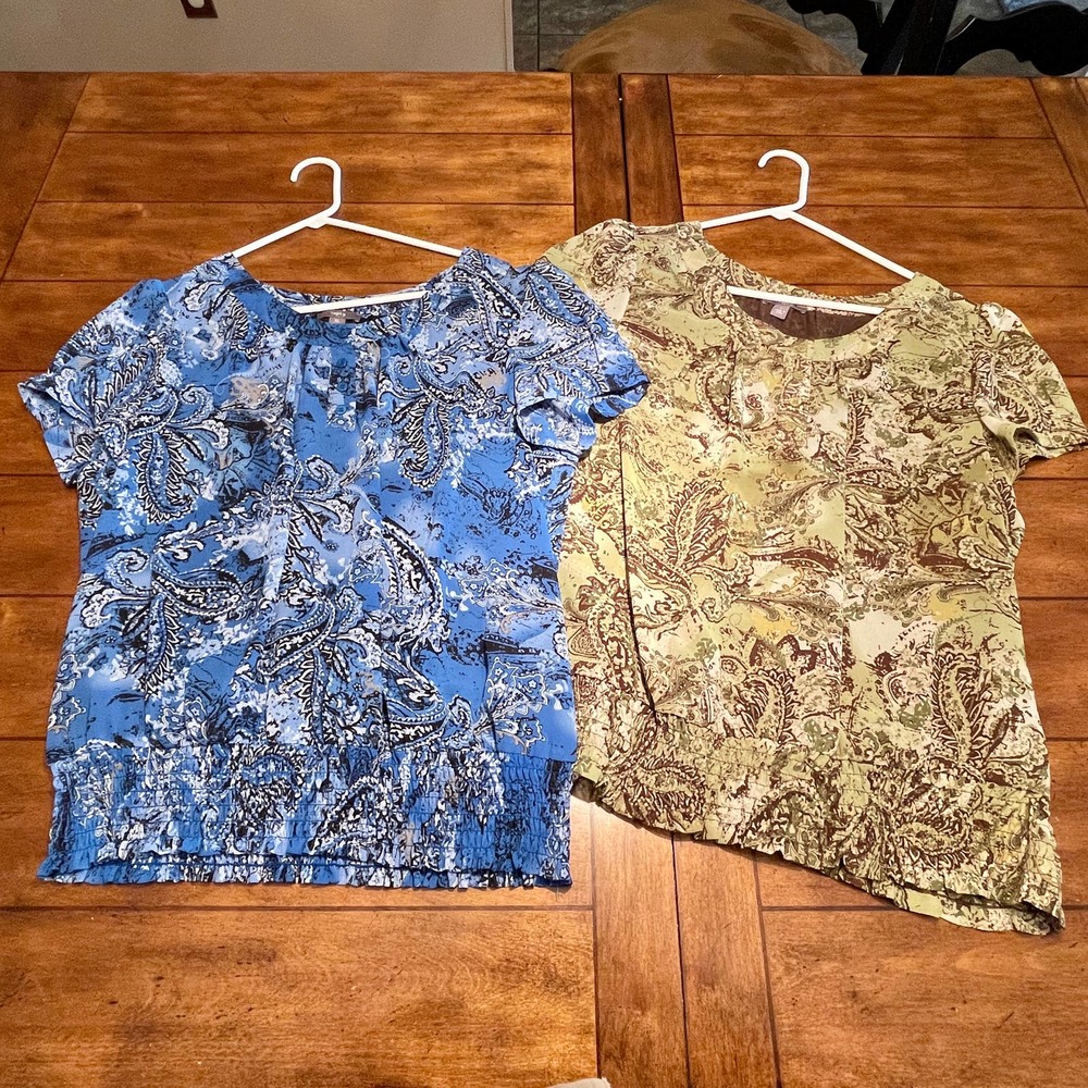 Apt. 9 Two Dif Women's Tops as 1 Lot Sz L & XL Short Sleeve Pullover S1032-.01